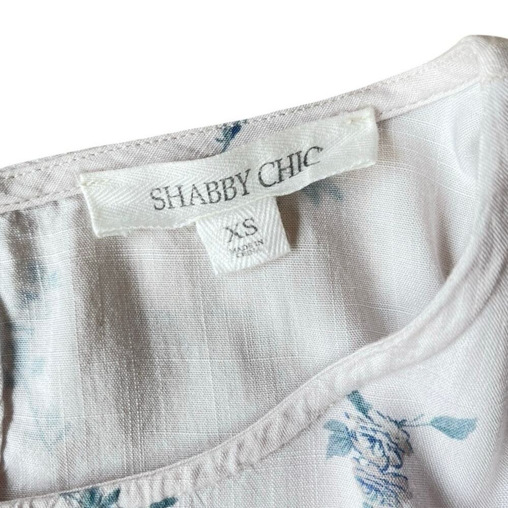 Shabby Chic White Blue Floral Ruffle Mini Dress Cottagecore - Size XS - Picture 4 of 9